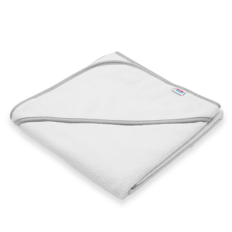 Set prosop cu gluga New Baby, alb-gri, 80x80 cm - imagine 2