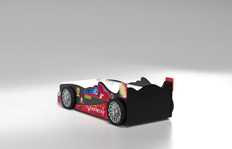 Pat mașină Plastiko Vaper, Negru/Roșu, 200x90 cm - imagine 3