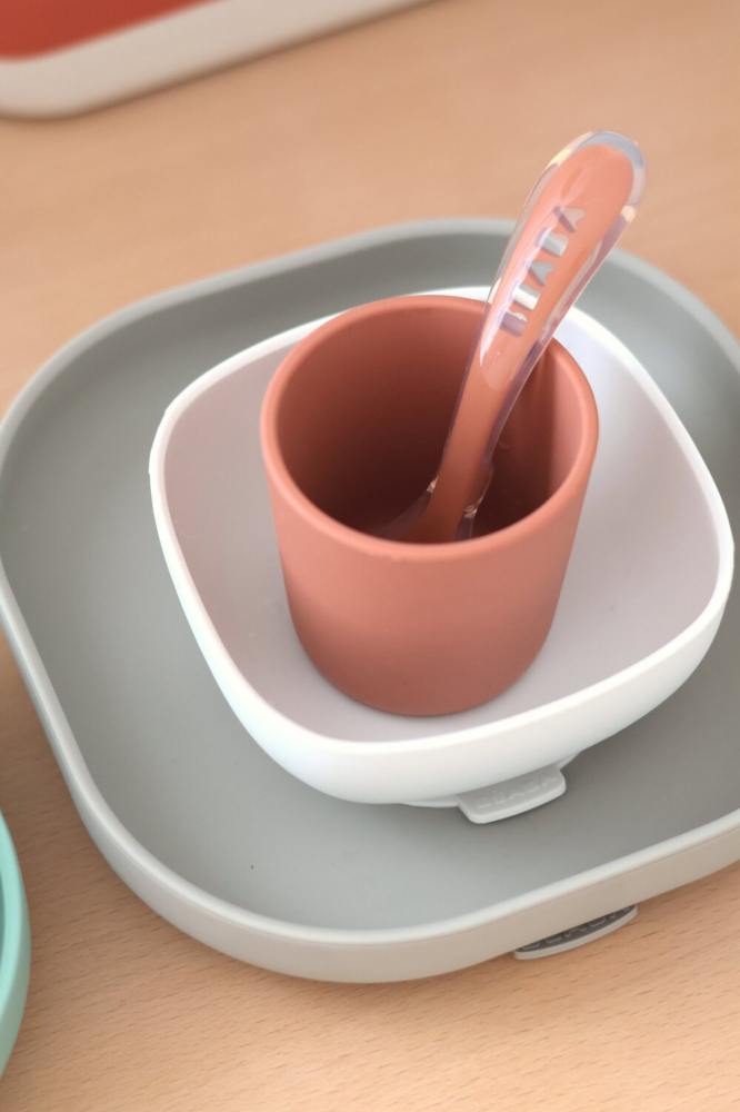 Set Masa Silicon Beaba Terracotta 4 Piese - imagine 2