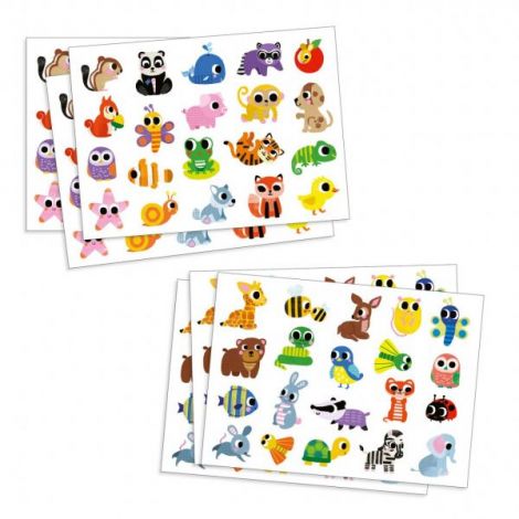 Abtibilduri Djeco Pui Animale - Set 120 Stickere - imagine 3