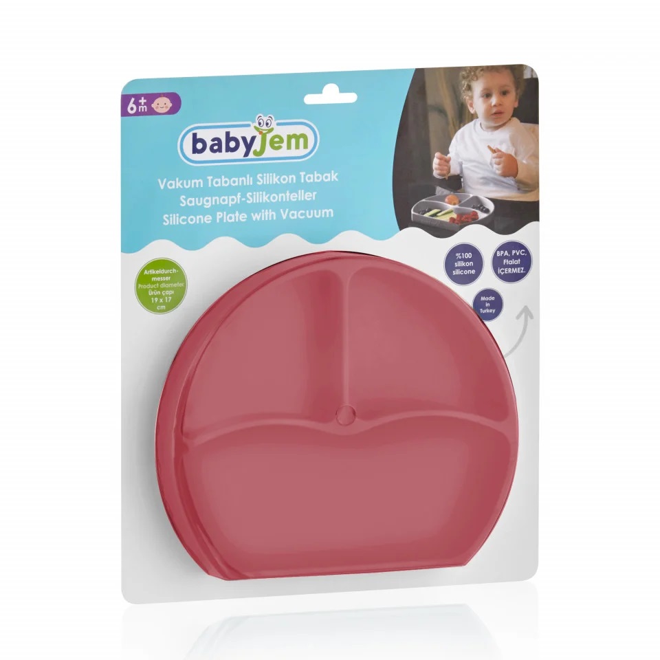 BabyJem Farfurie Silicon Ventuza Roz Antiderapă - imagine 3