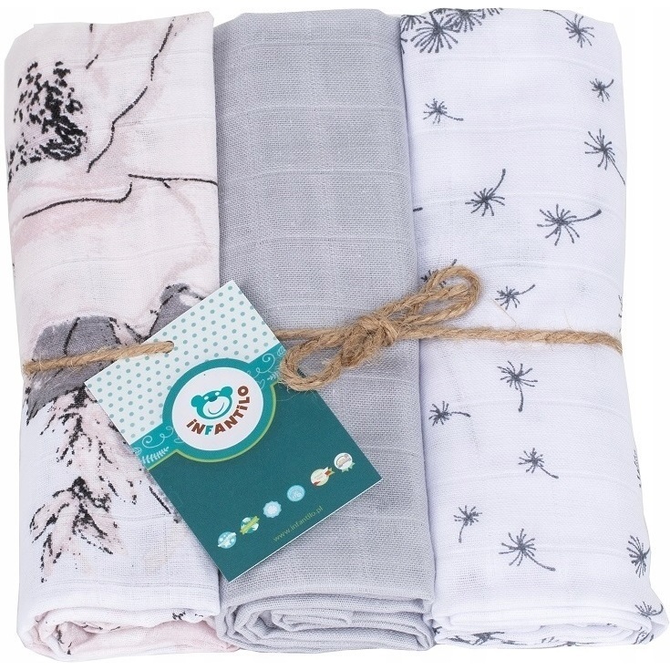 Set 3 Scutece Muselina Infantilo Roz