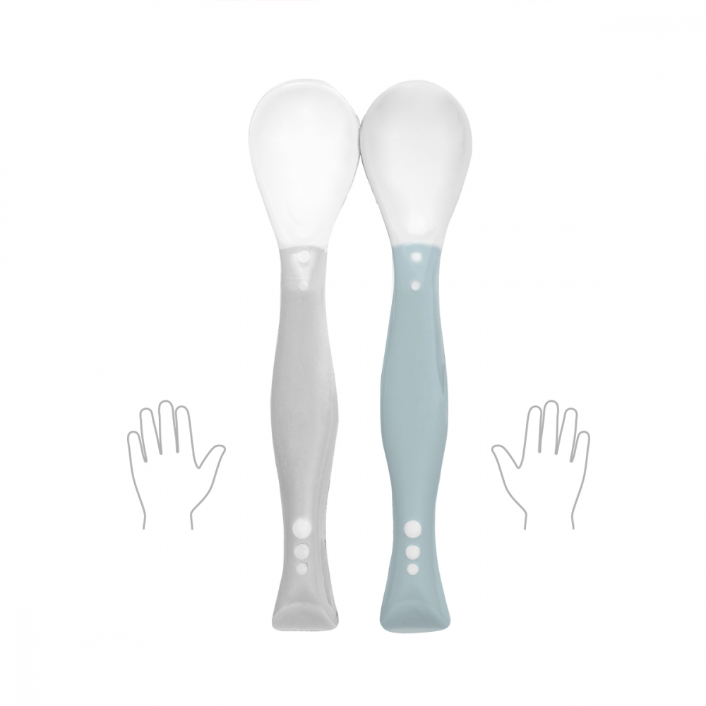 Set 2 Lingurițe Flexibile Babyono Gri-Albastru