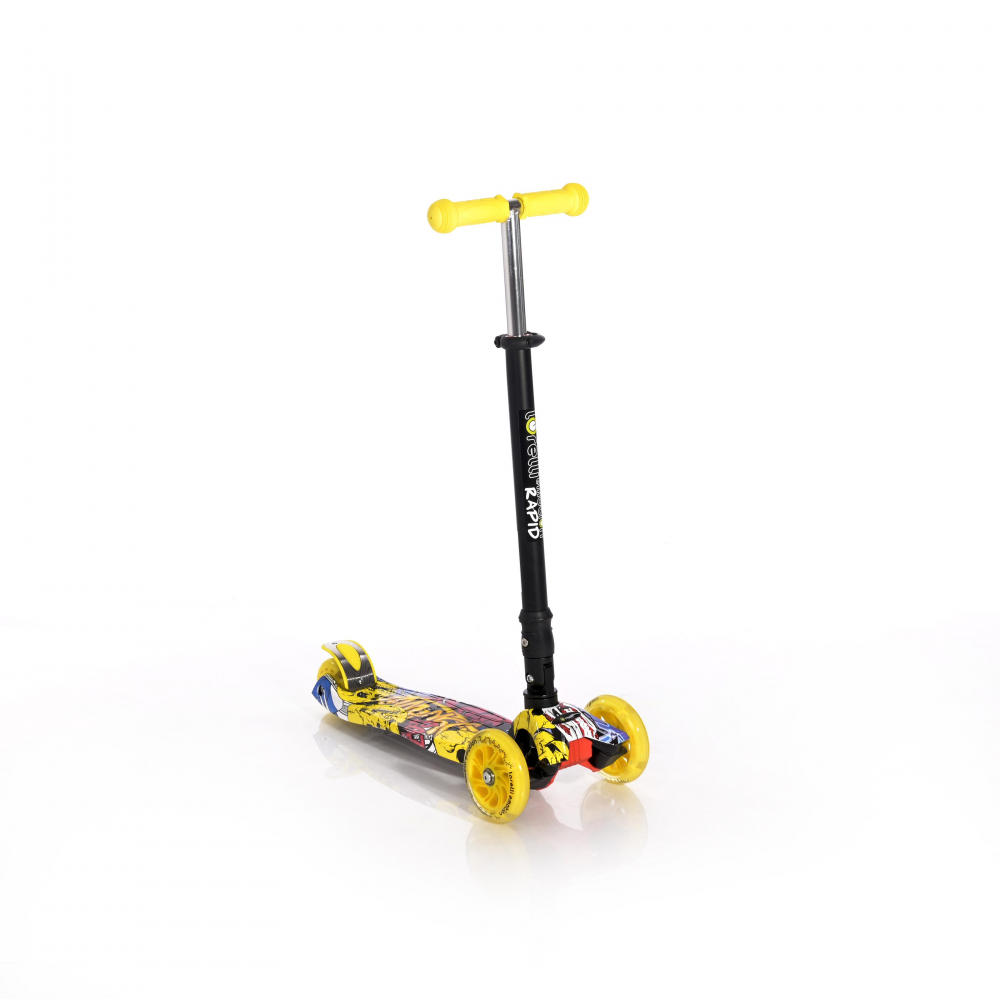 Trotineta Lorelli Rapid Yellow, 4 roti LED, Pliabila - imagine 4