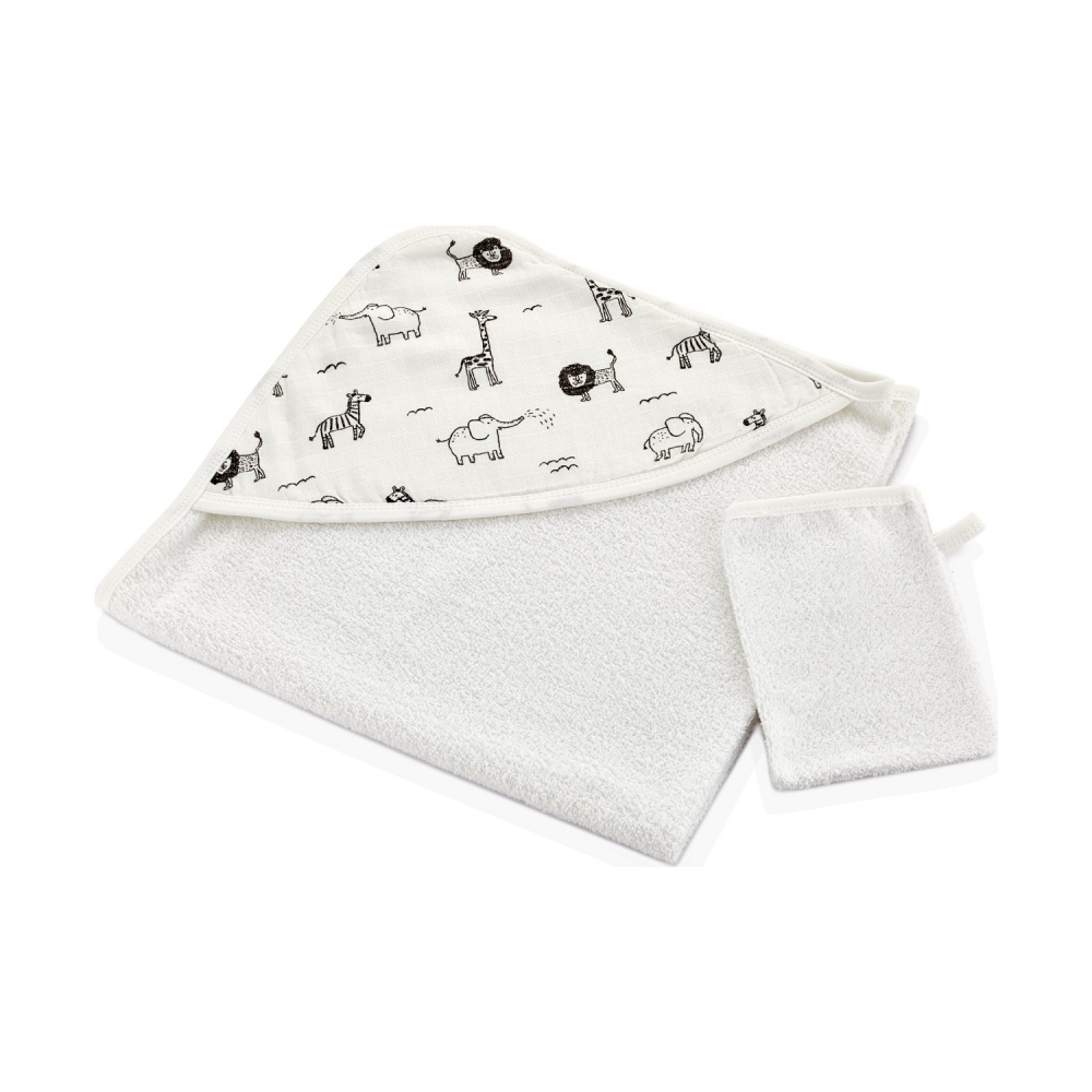 Set Prosop și Mănușă Baie BabyJem Zoo, Absorbant - imagine 2