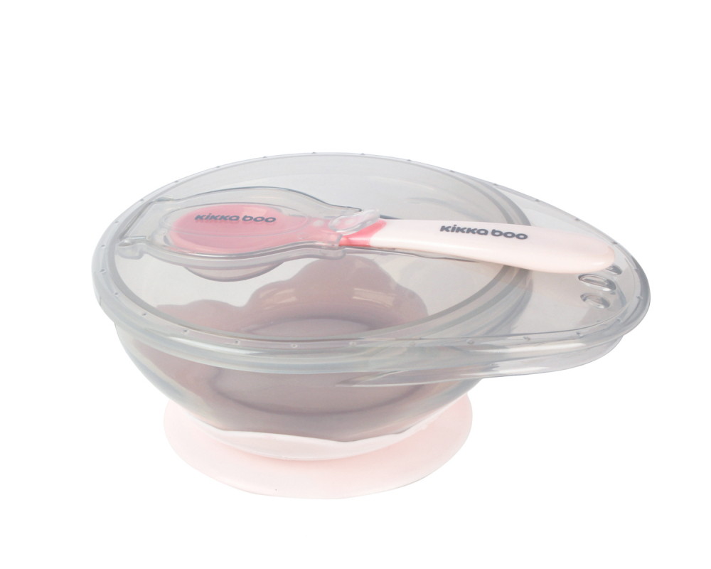 Set Castron cu Ventuza Kikkaboo, 250ml, Pink - imagine 3