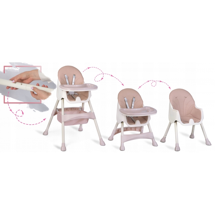 Scaun Masa 3in1 Ricokids Milo Roz, Transformabil - imagine 2