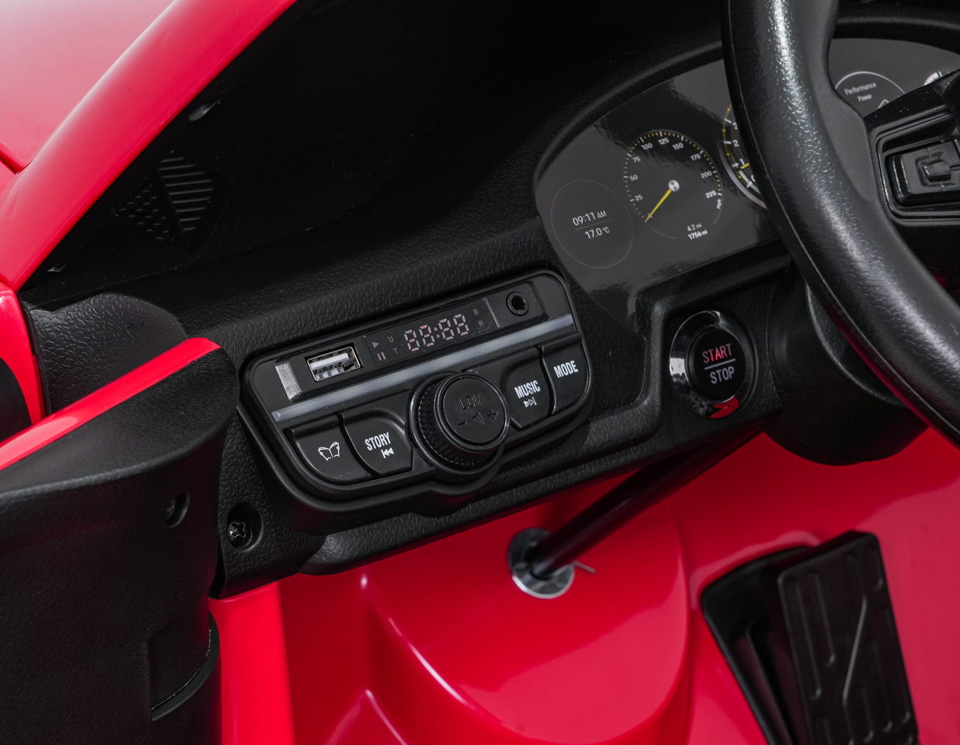 Masinuta electrica pentru copii cu 2 locuri PORSCHE 911 GT3 XXL 24V 800W 4x4, roti EVA, scaun piele, telecomanda parentala, Rosu - Autokids.ro - imagine 7