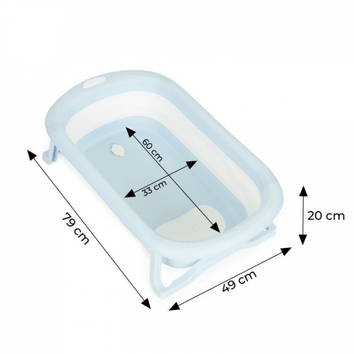 Cadita baie pliabila Ecotoys Gri, cu dop scurgere - imagine 8