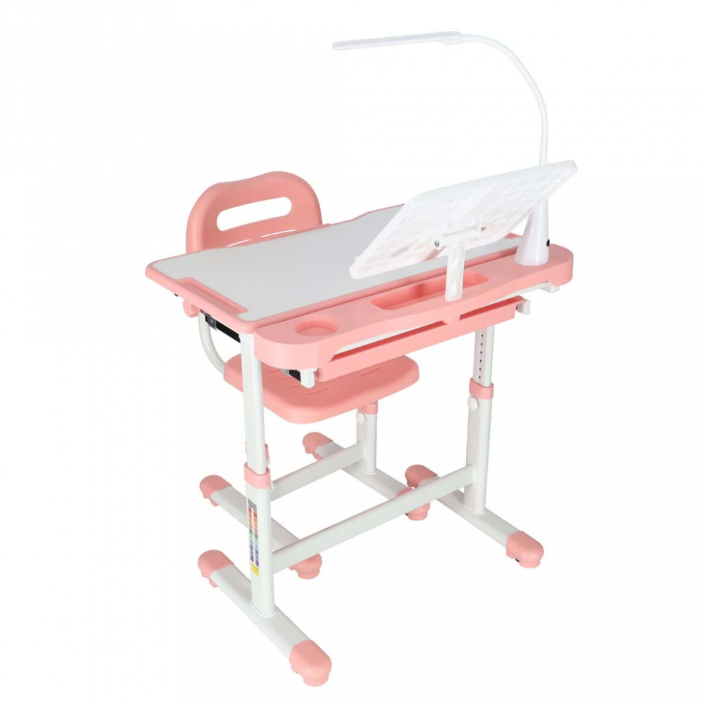 Birou Ikonka Pink Reglabil cu Lampa LED pentru Copii - imagine 4