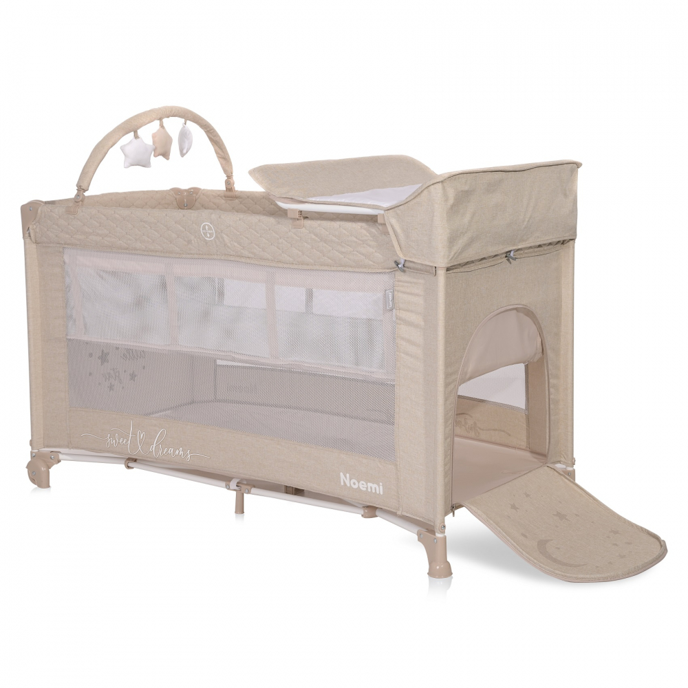 Patut pliabil Lorelli Noemi Plus 2 nivele, Beige Star - imagine 2