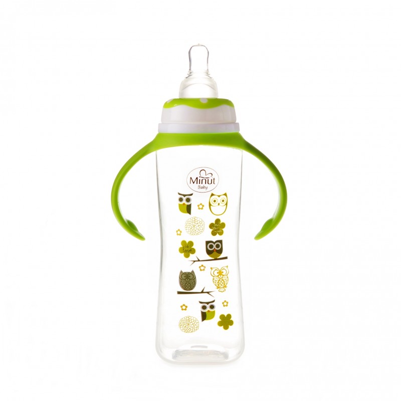 Biberon Minut Baby 250ml cu Mâner Verde