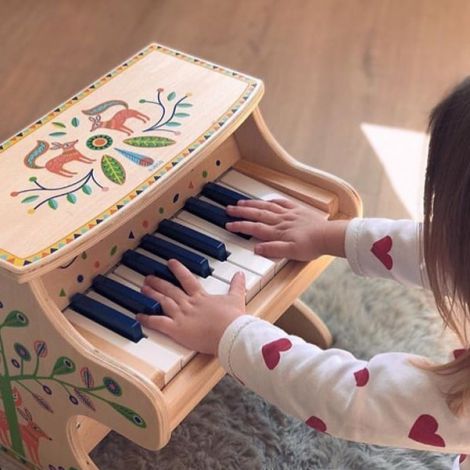 Pian Electronic Djeco Animambo, 18 Note, Lemn - imagine 4