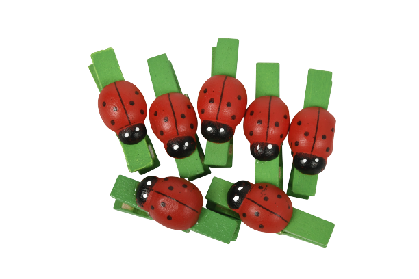 Set 10 carlige lemn cu buburuze Colorart