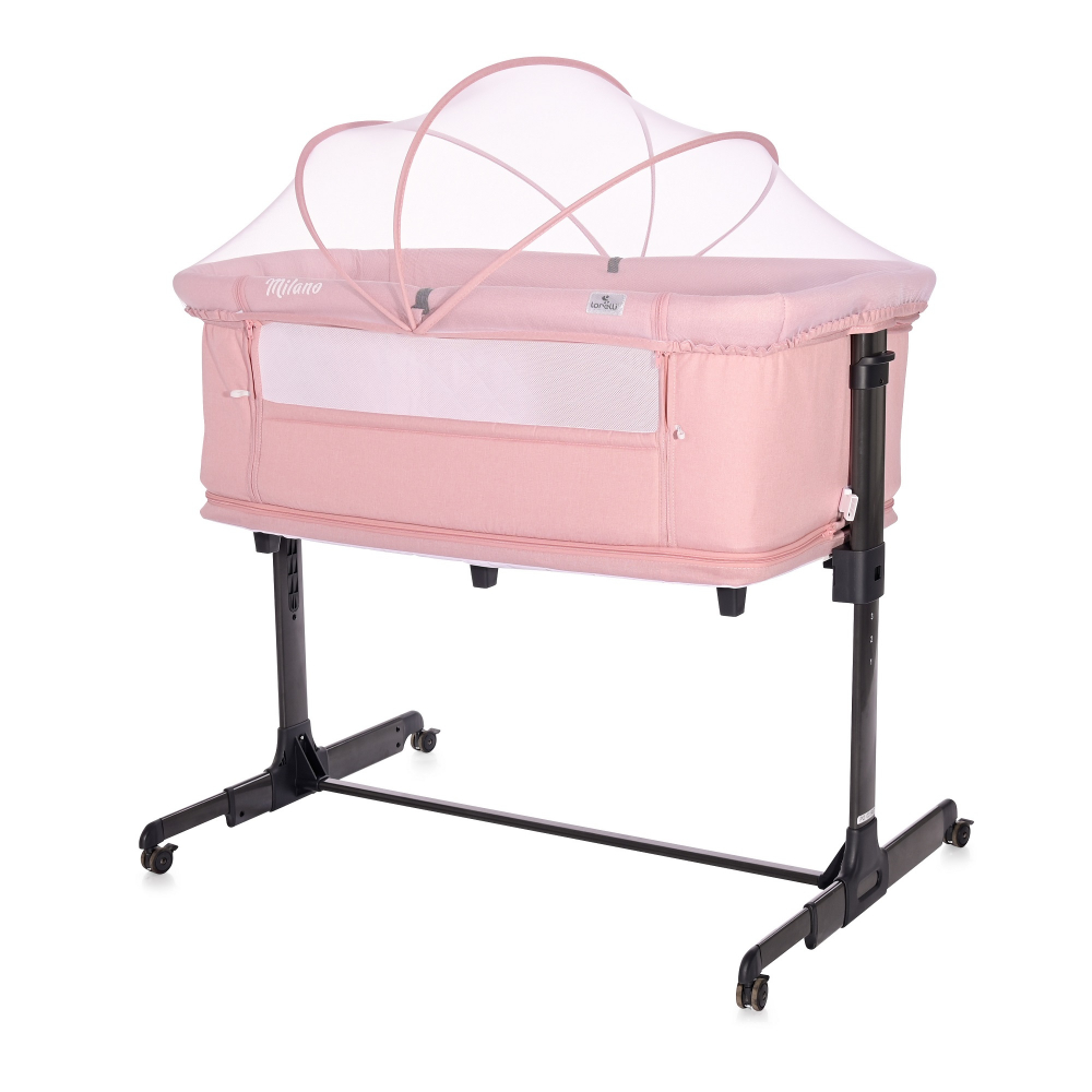 Patut Co-Sleeper Lorelli Milano Pink, Pliabil - imagine 5