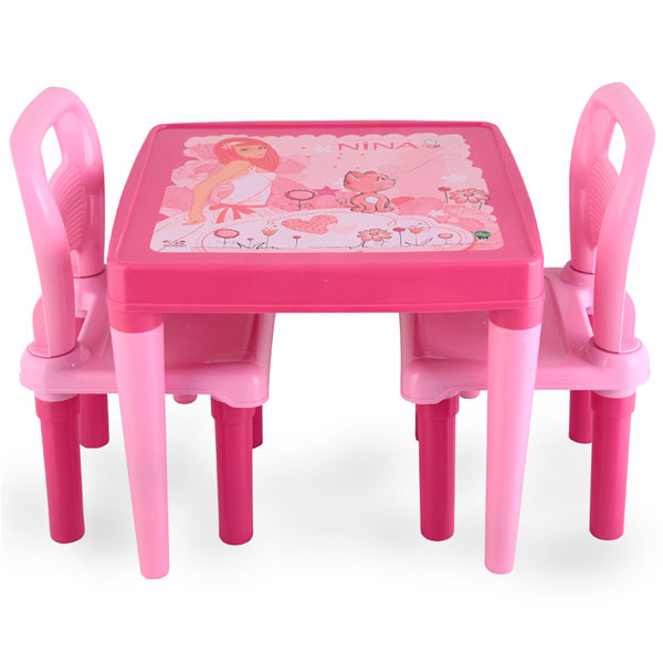 Masuta Pilsan Pink cu 2 scaune, Sigura si Rezistenta - imagine 3