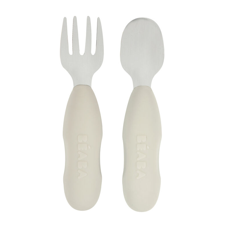 Set tacamuri inox Beaba Velvet Grey ergonomic - imagine 3