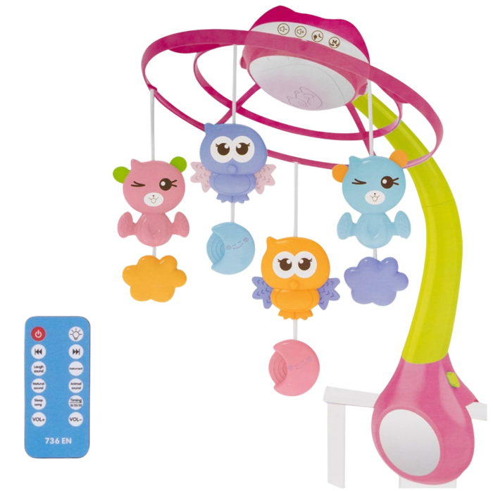 Carusel Muzical Proiectii Bluetooth Krista Roz