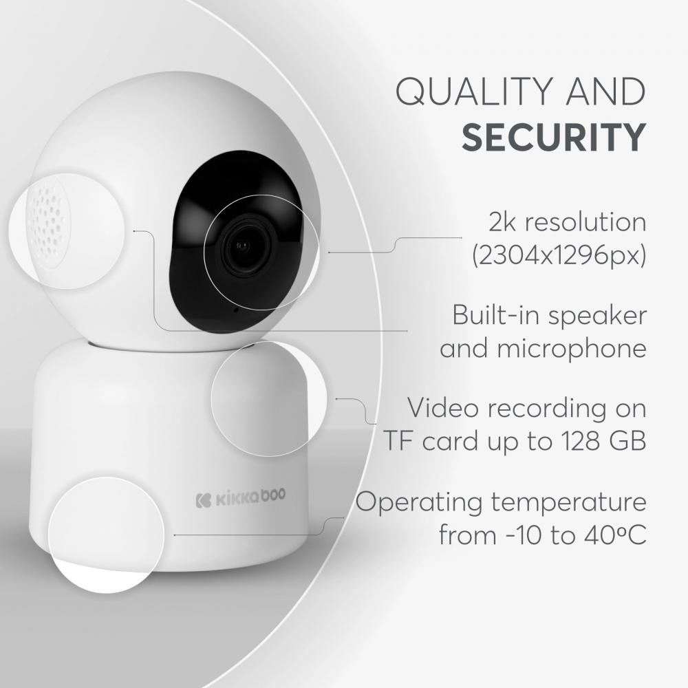 KikkaBoo Arlo: Camera Video 2K cu Wi-Fi și Alarma - imagine 6