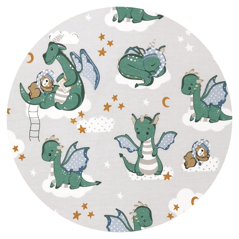 Cearceaf Qmini Bumbac Dragons Gray 120x60 cm