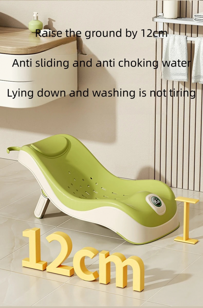 Suport Baie Little Mom Beige, Pliabil cu Afisaj Temp - imagine 4