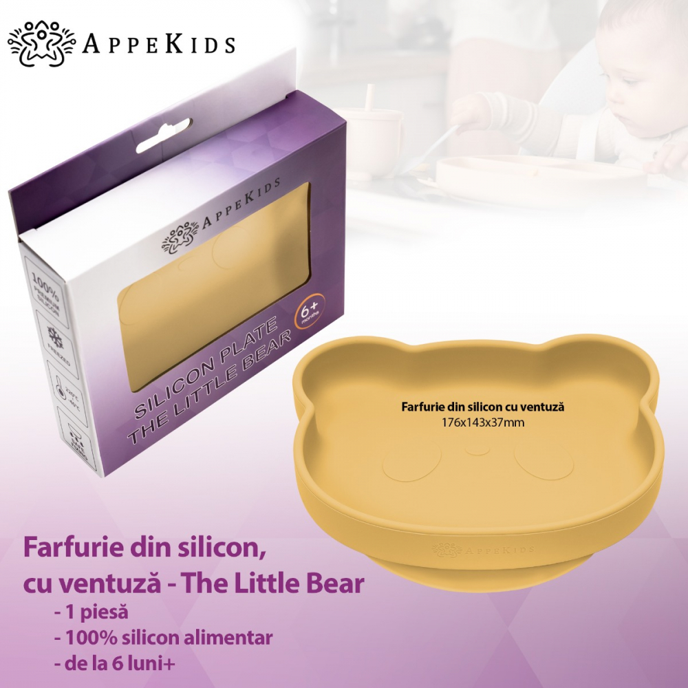 Farfurie Silicon Ventuza AppeKids Honey