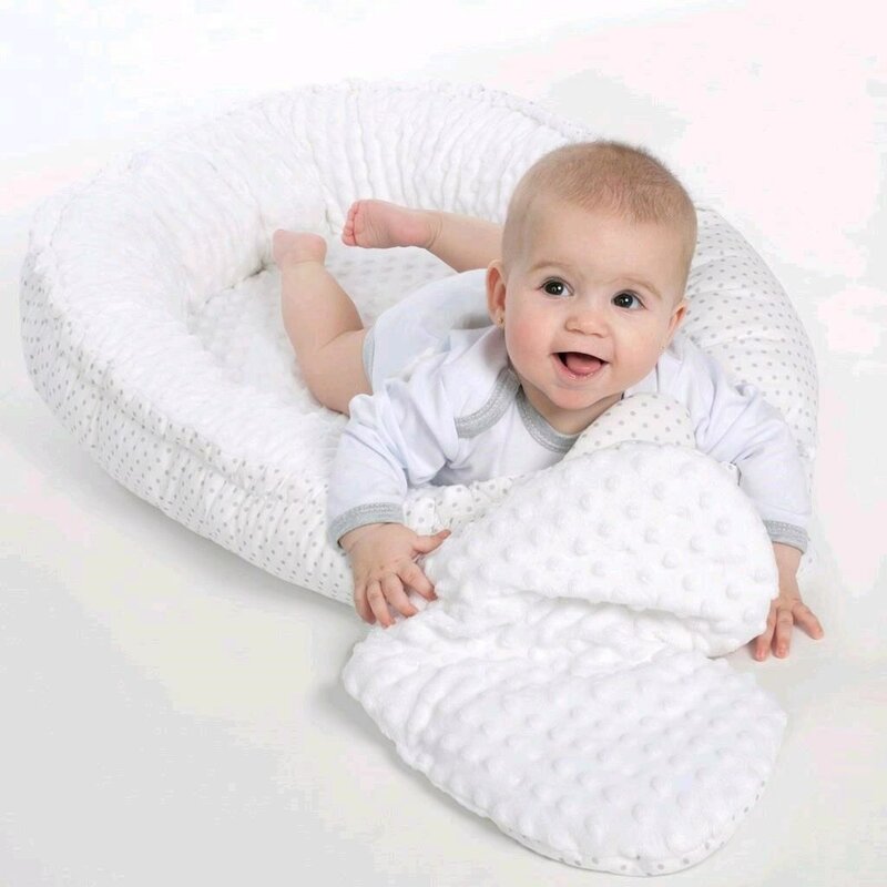Set 3 piese New Baby Luxury Nest Minky Hearts Pink - imagine 7