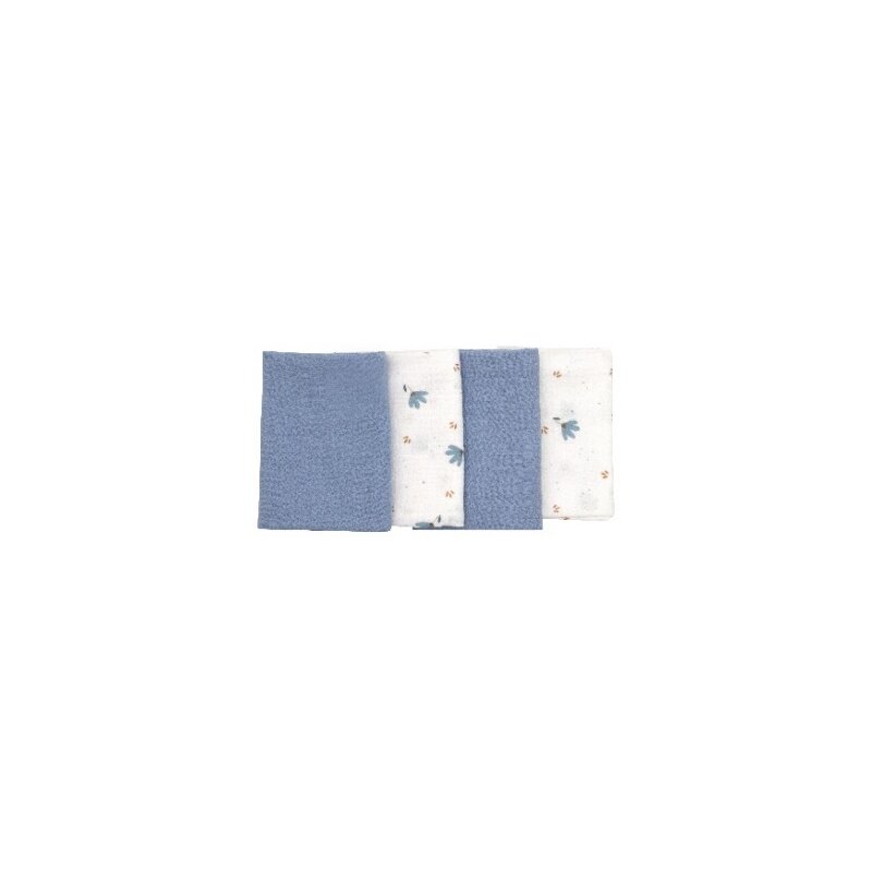 Set 4 Lavete Bubaba Muselina Blue, 40x40 cm