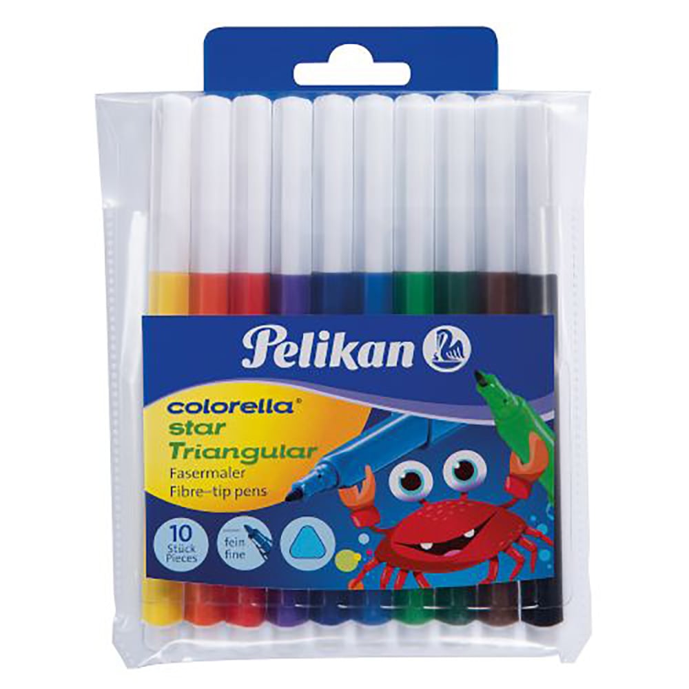 Set carioci Pelikan Colorella, 10 culori, forma triunghiulară