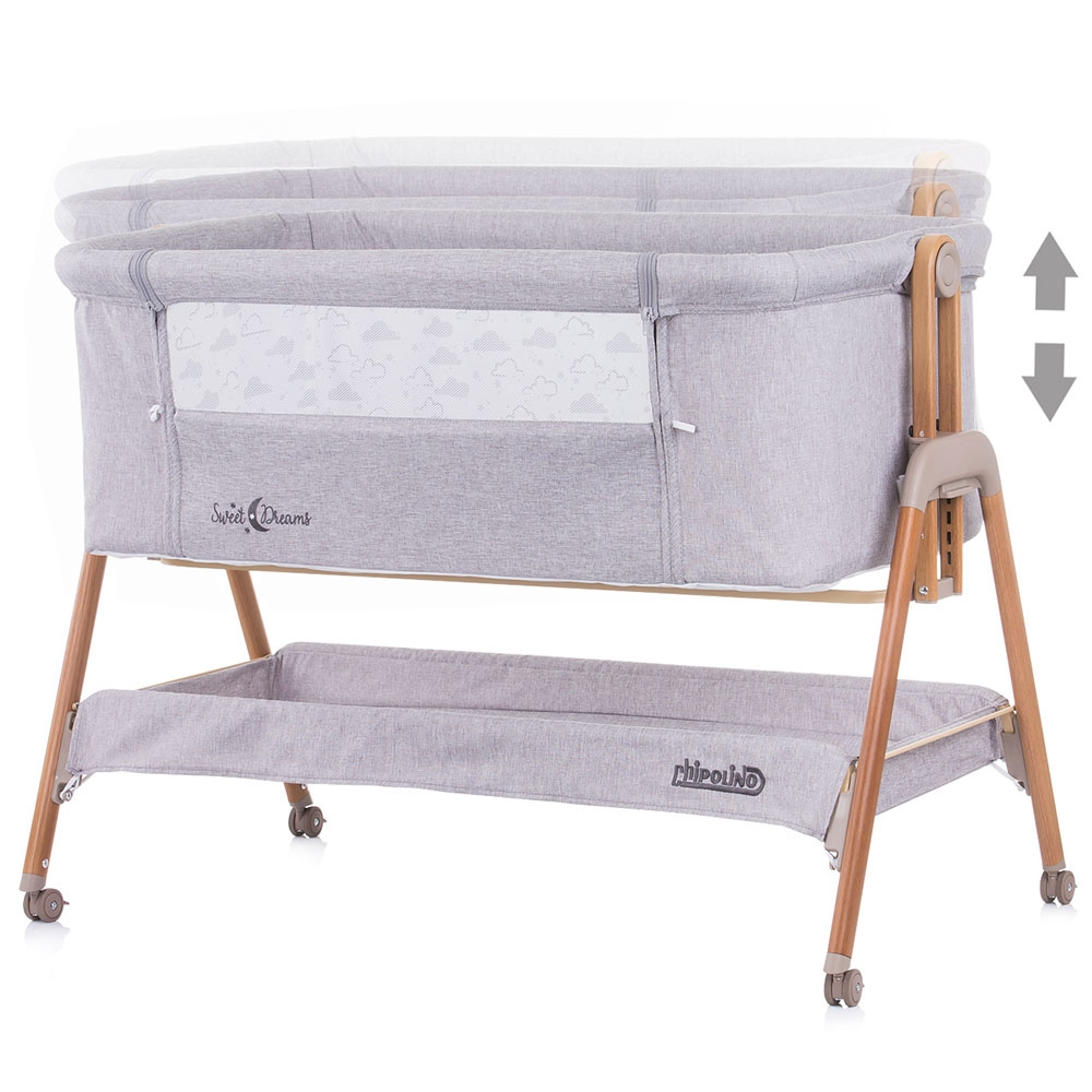 Patut Co-Sleeper Chipolino Sweet Dreams, Grey Wood - imagine 2