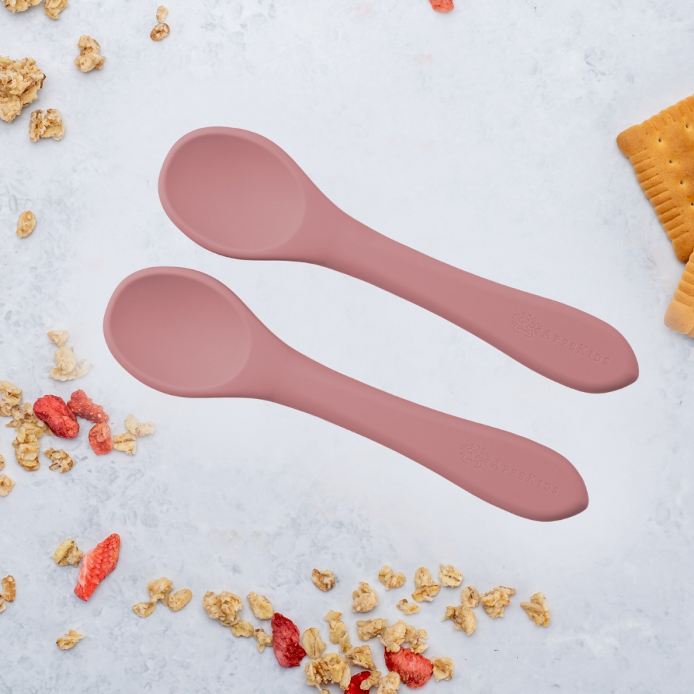 Set lingurițe silicon AppeKids Old Rose, Sigur