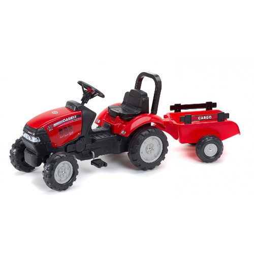 Tractor Falk Case cu remorcă - aventură în curte