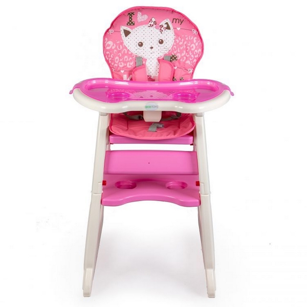 Scaun de masă Ecotoys C-211 roz, 2 în 1 - imagine 2
