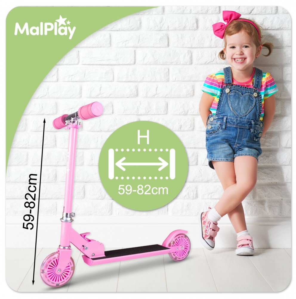 Trotineta Malplay Pink LED, Pliabila si Reglabila - imagine 2