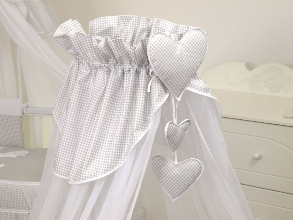 Baldachin Patut Bebe Amy Bear Heart Grey, Protecție & Stil - imagine 2