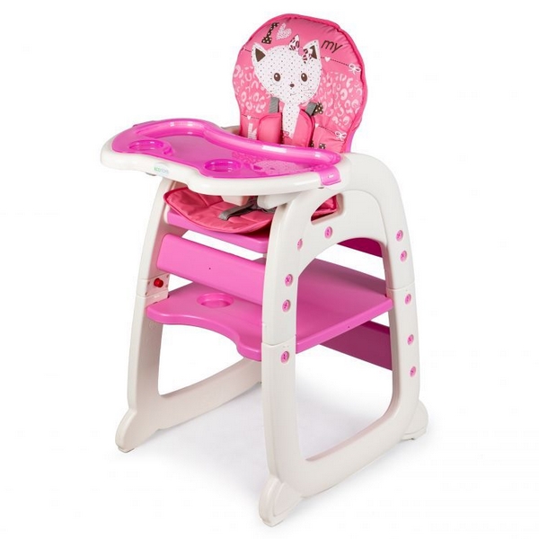 Scaun de masă Ecotoys C-211 roz, 2 în 1 - imagine 7