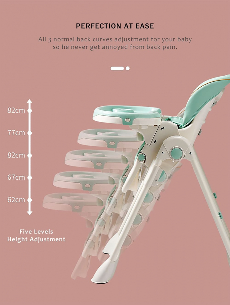 Scaun Masa 3in1 Little Mom Moove Green, Reglabil - imagine 5