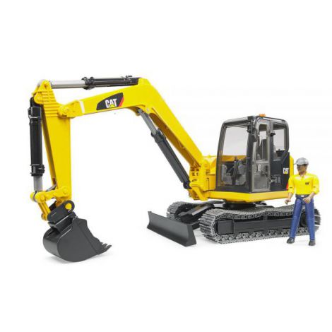 Bruder Mini Excavator CAT cu Muncitor - Jucărie Realistă