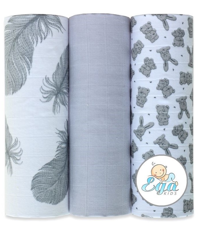Set 3 Scutece Bumbac Egakids pentru Piele Sensibilă - imagine 3