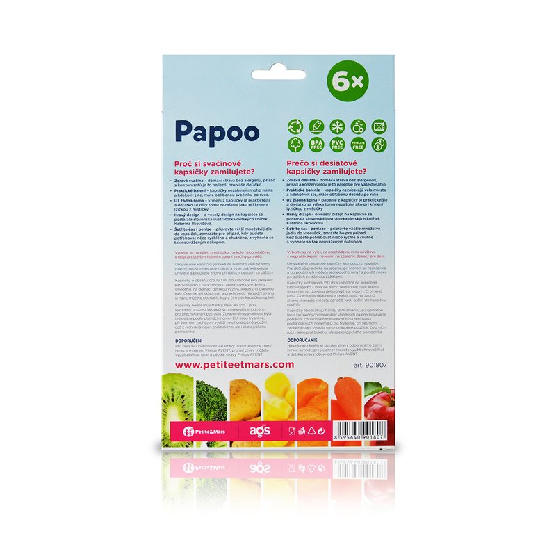 Set 6 pungi reutilizabile Papoo Albastru - imagine 4