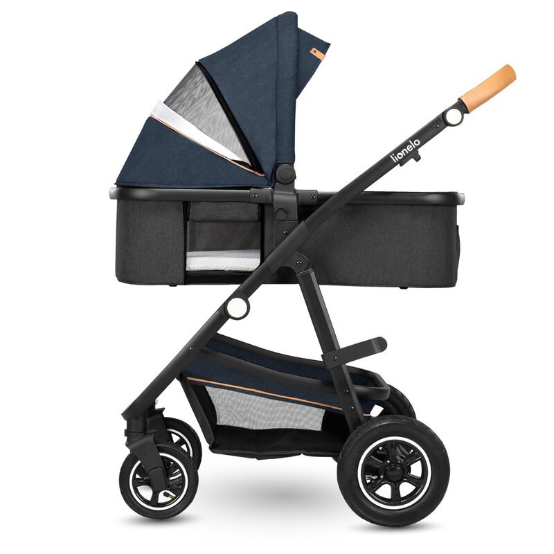 Carucior Lionelo Amber 3 in 1 Albastru, Cadru Aluminiu - imagine 5