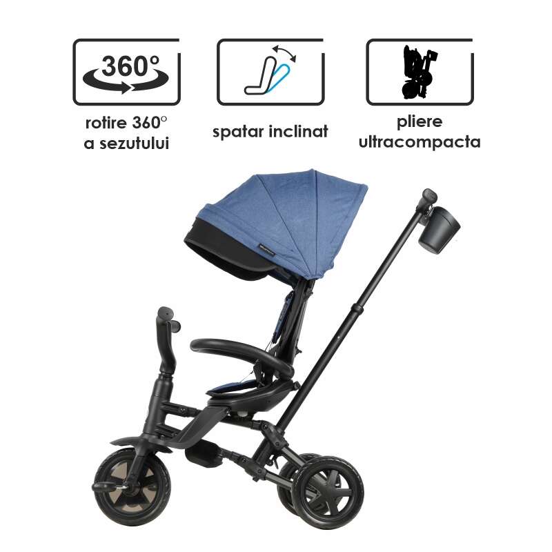 Tricicleta Qplay Nova Niello, Albastru, Ultrapliabilă - imagine 8
