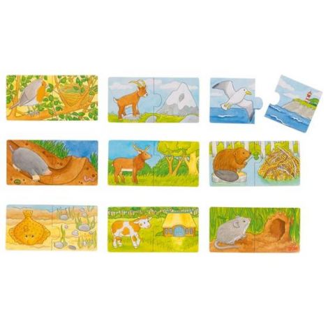 Set Puzzle Lemn Goki Animale Educativ