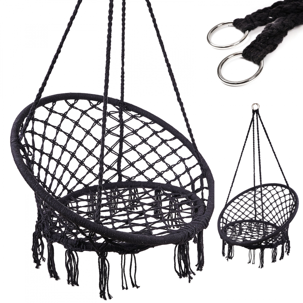 Leagan Suspendat Ikonka Black, 80 cm, Exterior/Interior - imagine 4