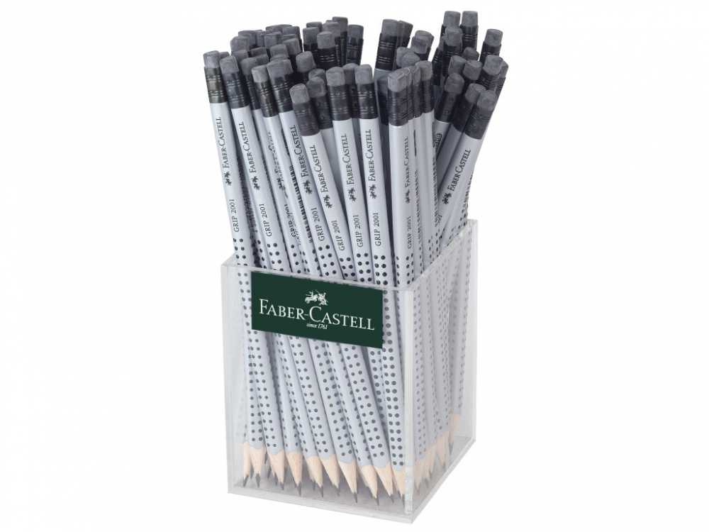 Set 72 Creioane Faber-Castell Grip 2001 HB, cu Plexiglas