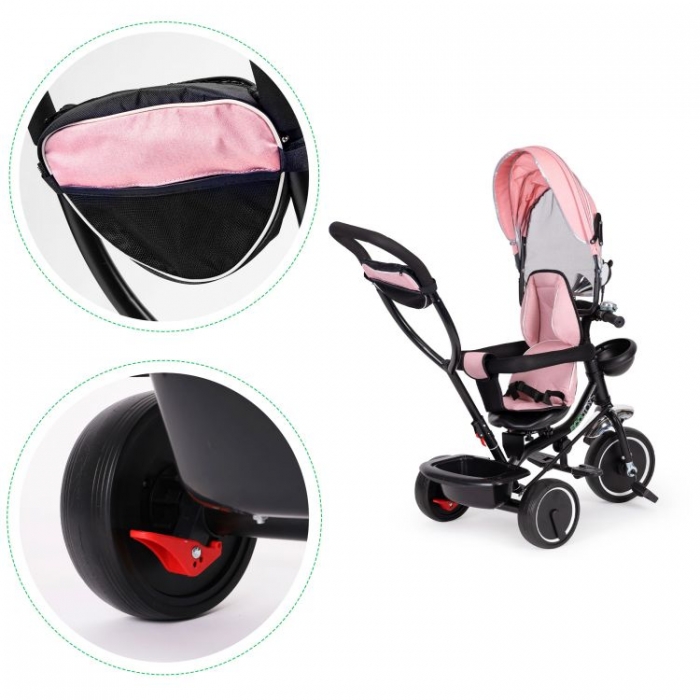 Tricicleta Ecotoys Roz cu Sezut Rotiv | 12 Luni+ - imagine 6