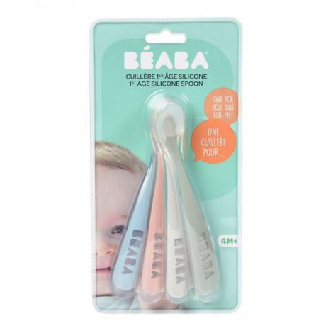 Beaba Set 4 Lingurite Silicon Ergonomice - Eucalyptus - imagine 2