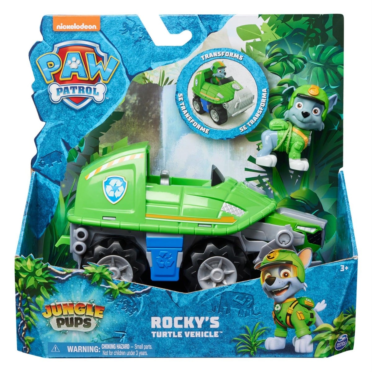 Masinuta Paw Patrol Rocky Jungle Pups cu Figurina