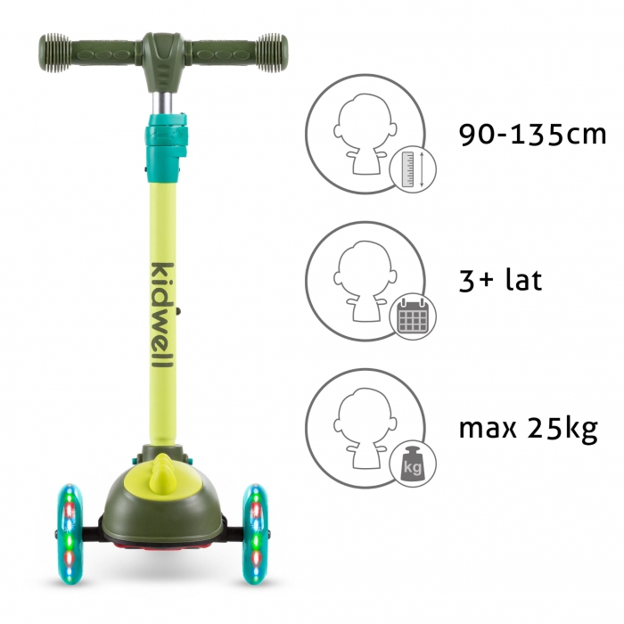 Trotineta Kidwell Dinosaur LED, Ghidon Reglabil - imagine 2