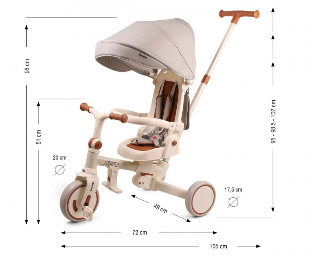 Tricicleta Milly Mally Zippy 5-in-1 Pliabilă - imagine 4